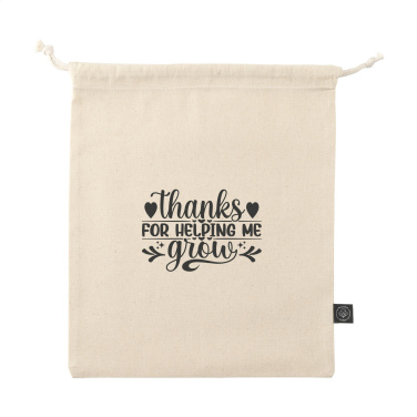 Logo trade corporate gifts picture of: Gift Pouch Natural GRS Recycled Cotton (150 g/m²) M