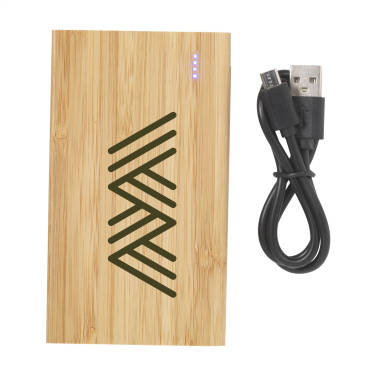Logo trade promotional giveaways picture of: Bamboo 4000 Powerbank external charger