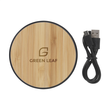 Logo trade promotional merchandise image of: Bamboo 10W Wireless Charger wireless fast charger