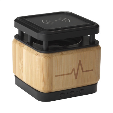 Logotrade promotional product picture of: Bamboo Block Speaker with wireless charger