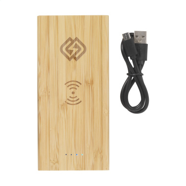 Logo trade promotional gift photo of: Bamboo 8000 Wireless Powerbank wireless charger