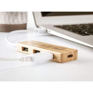 Logo trade corporate gifts image of: Bamboo USB Hub