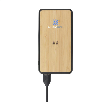 Logo trade promotional gift photo of: Boru Bamboo RCS Recycled ABS Powerbank Wireless Charger