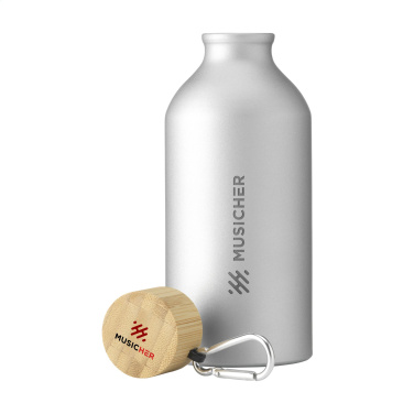 Logo trade promotional giveaways picture of: AluBamboo GRS Recycled Alu 500 ml water bottle