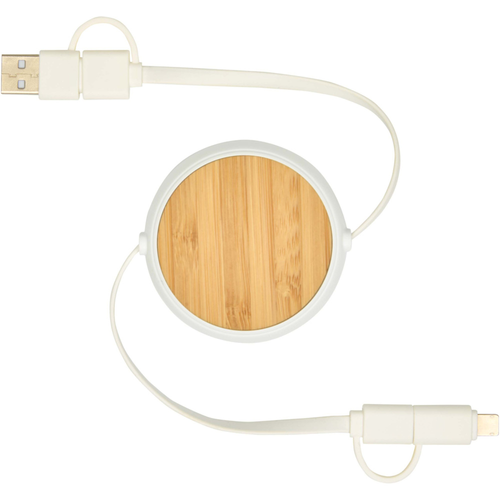 Logotrade promotional merchandise photo of: Chechia 5-in-1 recycled plastic 100 cm retractable data sync and 45W fast charge cable