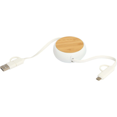 Logotrade corporate gift picture of: Chechia 5-in-1 recycled plastic 100 cm retractable data sync and 45W fast charge cable