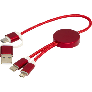 Logotrade promotional item picture of: Alasia 5-in-1 recycled aluminium and plastic 30 cm data sync and 27W fast charge cable
