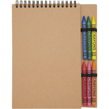 Logotrade promotional product image of: Doodle A5 spiral soft cover notebook and crayon set