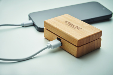 Logo trade advertising products picture of: TWS earbuds in bamboo case