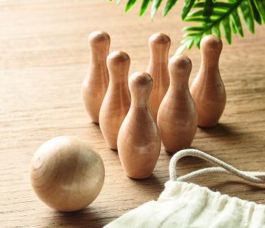 Logo trade promotional merchandise image of: Mini pine wood bowling set