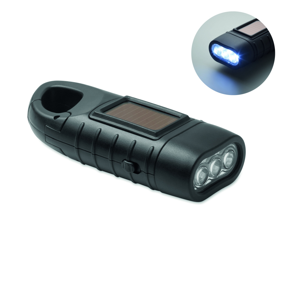 Logo trade promotional gifts picture of: Solar torch with dynamo crank