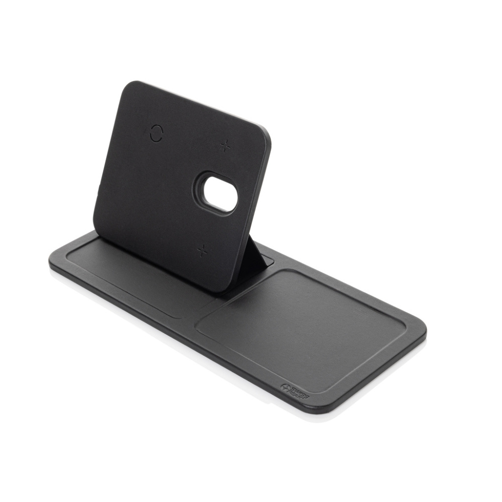 Logo trade advertising products picture of: Swiss Peak 3 in 1 RCS recycled PU wireless charger desk tray