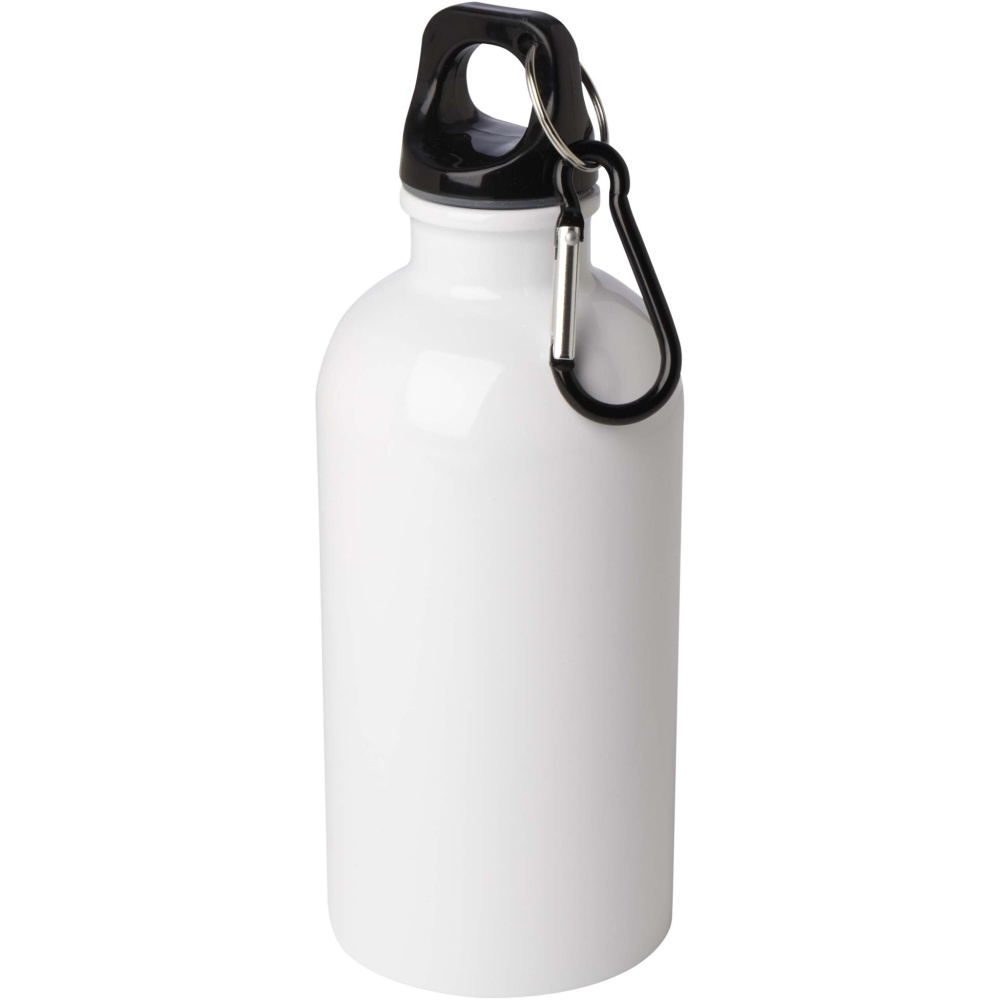 Logo trade promotional merchandise photo of: Oregon 400 ml RCS certified single wall stainless steel water bottle with carabiner