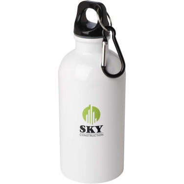 Logo trade promotional items picture of: Oregon 400 ml RCS certified single wall stainless steel water bottle with carabiner