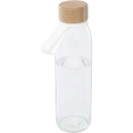 Porto 500 ml glass water bottle with silicone handle and bamboo lid, Transparent clear