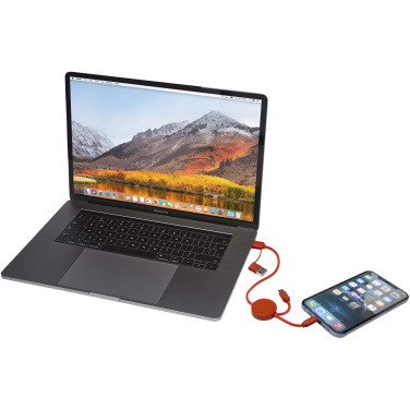 Logo trade promotional products picture of: Citala 5-in-1 recycled plastic 30 cm data sync and 27W fast charge cable