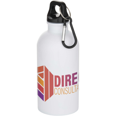 Logo trade business gifts image of: Oregon 400 ml sublimation RCS recycled single wall stainless steel water bottle with carabiner