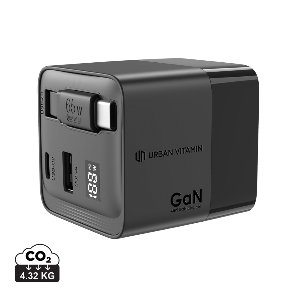 Logotrade advertising products photo of: Urban Vitamin Mendocino 65W GaN charger retractable cable
