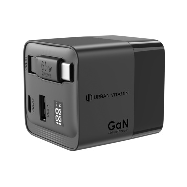 Logo trade promotional gift photo of: Urban Vitamin Mendocino 65W GaN charger retractable cable