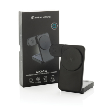 Logo trade corporate gifts image of: Urban Vitamin Arcadia RCS rplastic 15W 3in1 magnetic charger