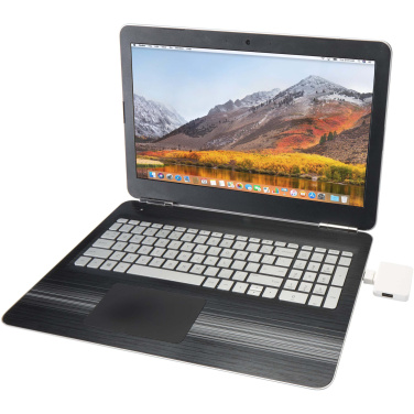 Logo trade promotional giveaway photo of: Gaia 4-port USB hub with USB-A and Type-C output and dual input - made from recycled plastic