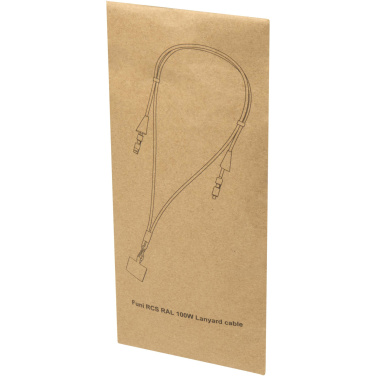 Logotrade promotional gift picture of: Funi recycled plastic smartphone lanyard with built-in data sync and 100W fast charge 5-in-1 cable