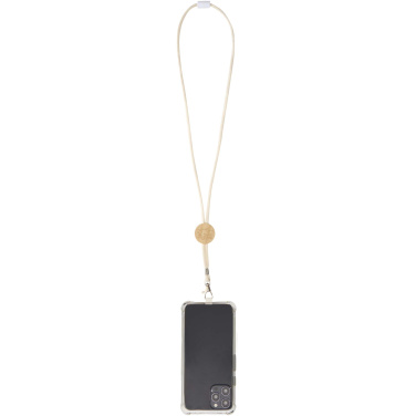 Logo trade promotional gift photo of: Adhab smartphone lanyard with bamboo details