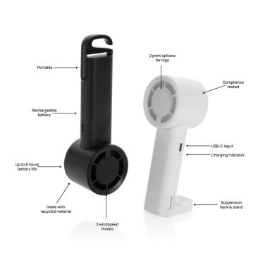 Logotrade promotional merchandise picture of: Twist RCS recycled plastic re-chargeable portable fan