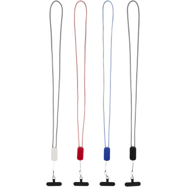Logotrade promotional product image of: Anser recycled plastic smartphone lanyard with 27W 5-in-1 built-in cable