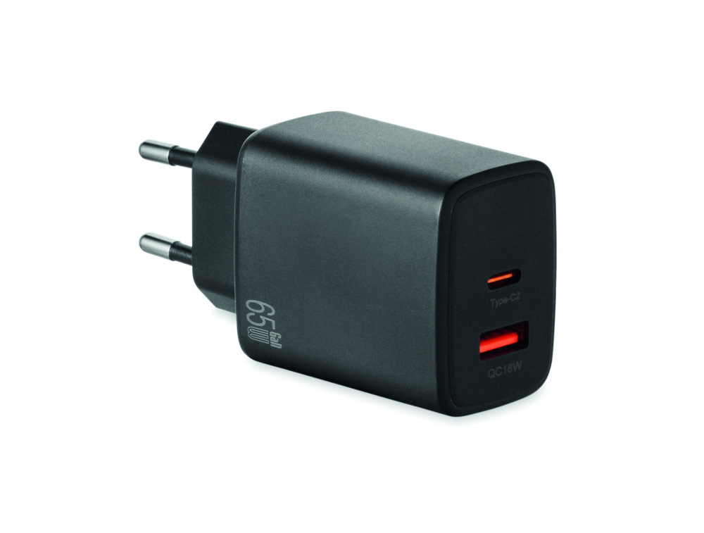 Logo trade promotional merchandise photo of: EU 2-pole wall adapter/charger