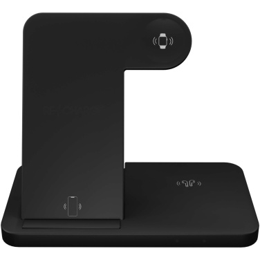 Logotrade promotional giveaway image of: SCX.design W28 3-in-1 wireless charging base with phone stand