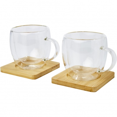 Logotrade reklaamtooted pilt: Manti 2-osaline 250 ml topeltseinaga klaasist tass bambusest alusega 