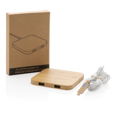 Logotrade reklaamkingid pilt: Bambusest 5W juhtmevaba laadija USB-ga