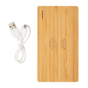 Logo trade reklaamtoote pilt: Bambusest 4000 mAh juhtmevaba 5W akupank