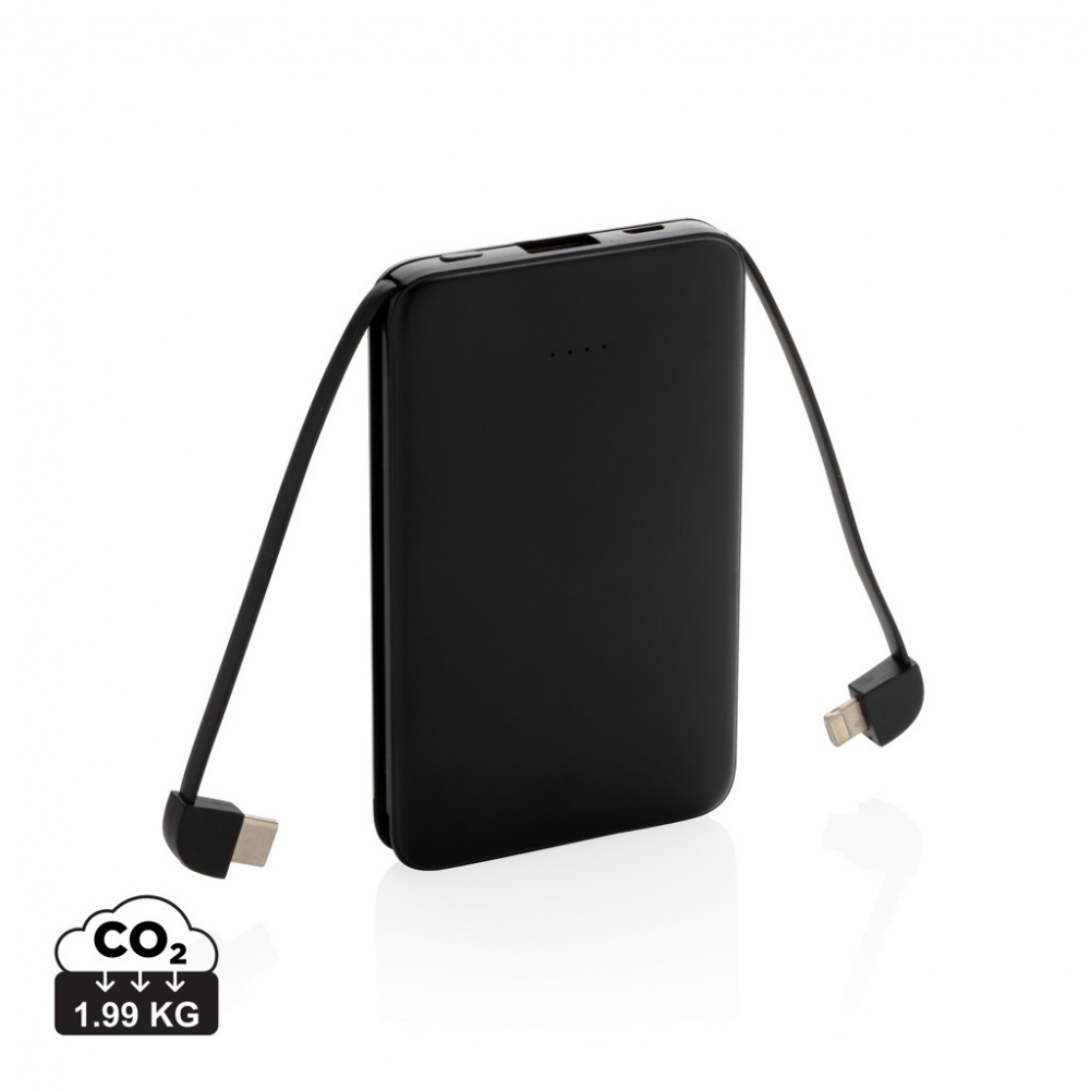 Logotrade ärikingituse foto: 5000 mAh taskuvõimsuspank integreeritud kaablitega