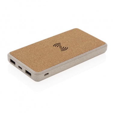 Logotrade ärikingituse foto: Korgi- ja nisukõrrega 8000 mAh 5W juhtmevaba akupank