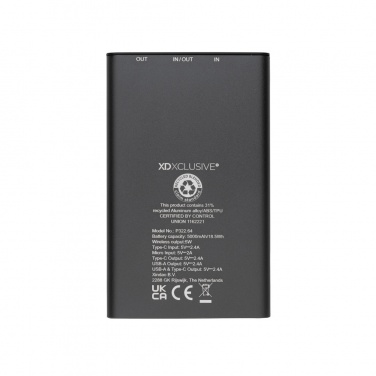 Logo trade reklaamkingi pilt: Terra RCS taaskasutatud alumiiniumist 5000 mAh akupank 5W juhtmevaba