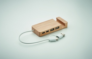 Logotrade firmakingi foto: Bambusest USB 4 pordiga jaotur
