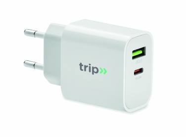 Logo trade ärikingid foto: 18W 2 pordiga USB laadija EU pistik