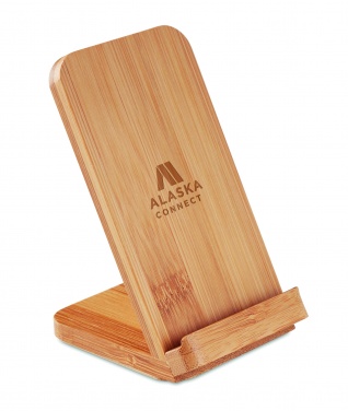 Logo trade reklaamkingituse pilt: Bambusest juhtmevaba laadimisalus 5W WIRESTAND