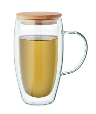 Logotrade reklaamkingi foto: Topeltseinaga klaasist kruus kaanega 450ml