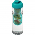 H2O Active® Base 650 ml läppäkantinen urheilujuomapullo & uuttaja, Läpinäkyvä / Aqua sininen