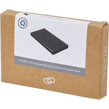 Logo trade liikelahjat mainoslahjat kuva: Connect 5 000 mAh:n varavirtalähde RCS-kierrätetystä alumiinista