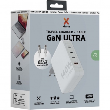 Logotrade liikelahjat kuva: Xtorm XVC2140 GaNUltra 140 W matkalaturi 240 W USB-C PD -kaapelilla