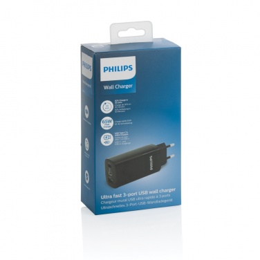 Logotrade liikelahjat kuva: Philips 65 W erittäin nopea PD 3-porttinen USB-laturi