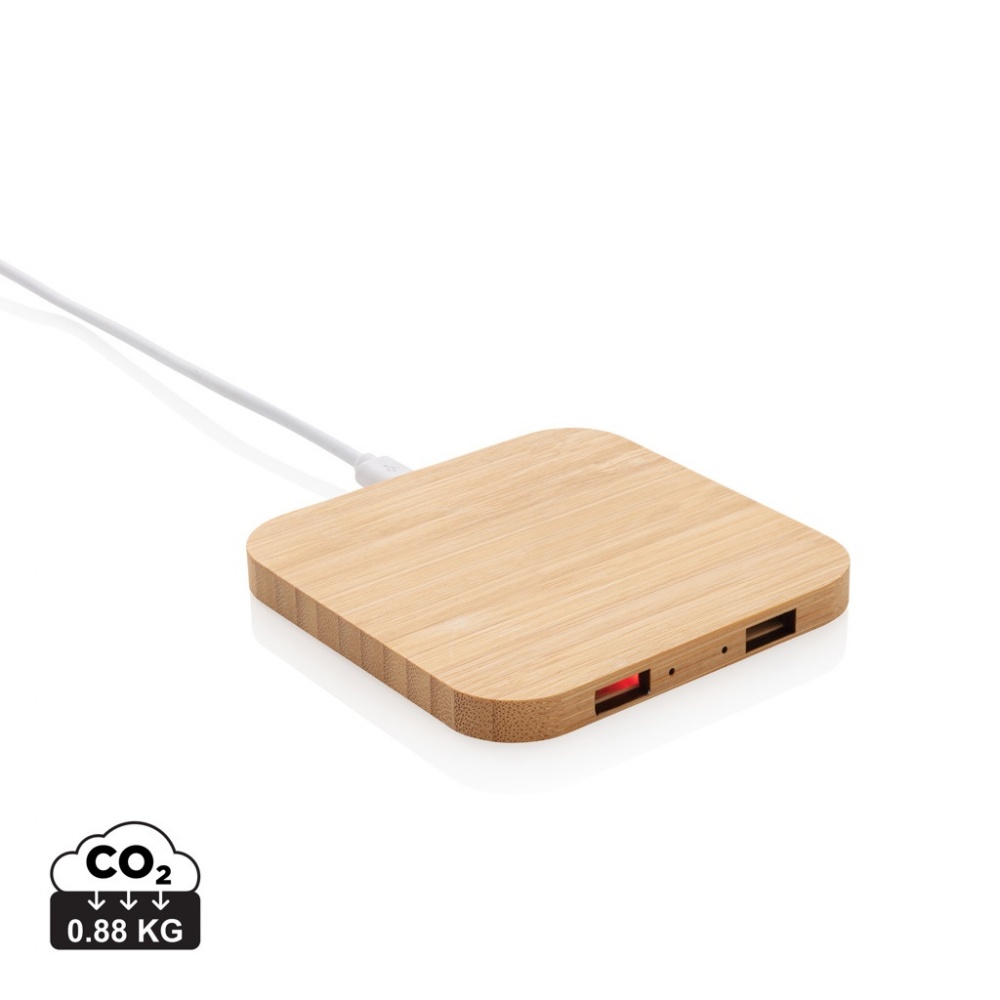 Logo trade liikelahja mainoslahja tuotekuva: 5W bambulaturi USB:llä