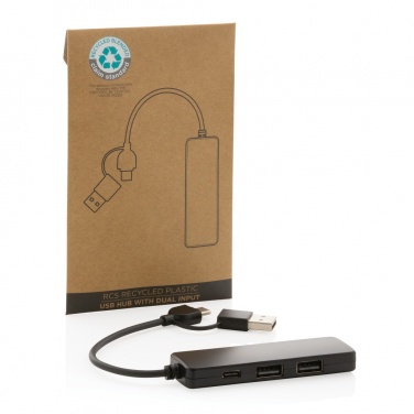 Logo trade liikelahjat mainoslahjat kuva: RCS USB hub tuplaliitännällä kierrätetystä muovista
