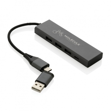 Logo trade mainoslahjat tuotekuva: Terra RCS alumiininen USB-hub 3 portilla