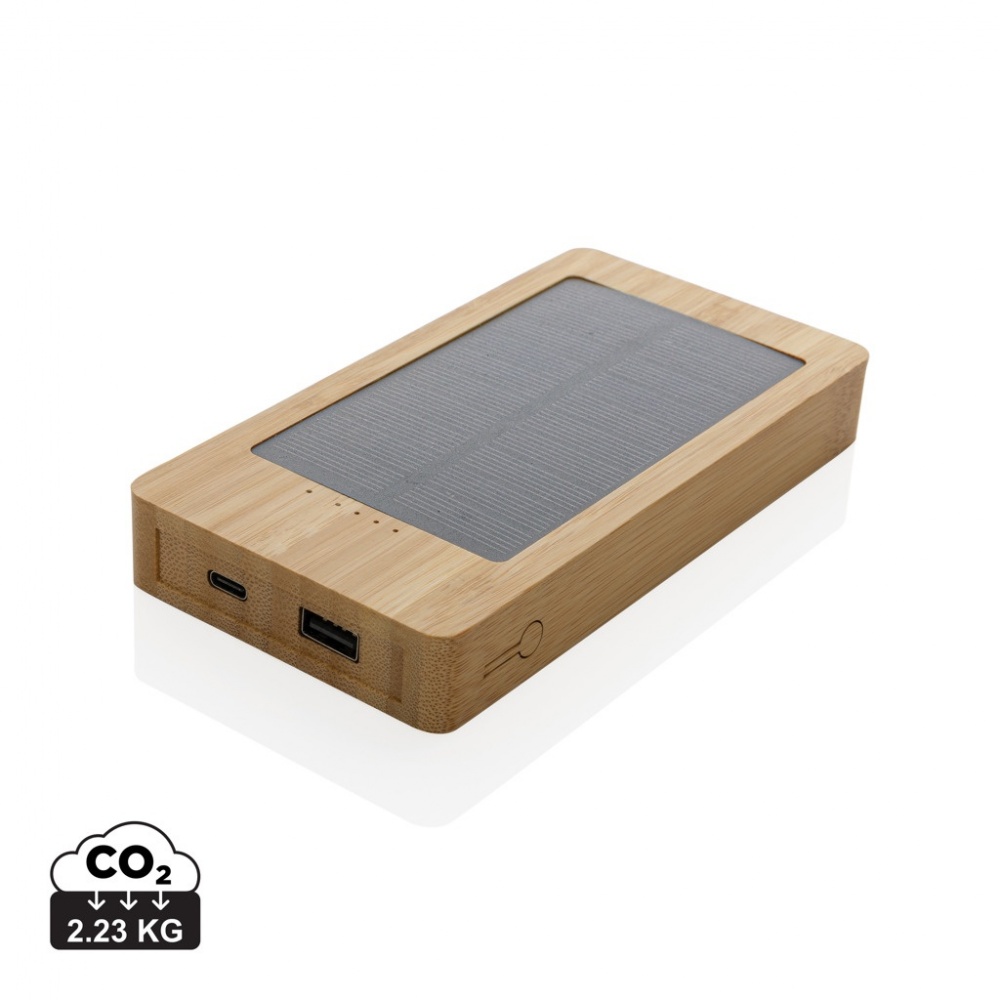 Logo trade liikelahja kuva: Sunwick 10.000 mAh bambuinen aurinkovoimapankki