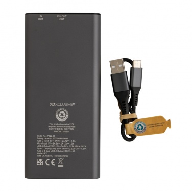 Logotrade liikelahjat mainoslahjat tuotekuva: Terra RCS alumiininen 20w 20000mAh varavirtalähde